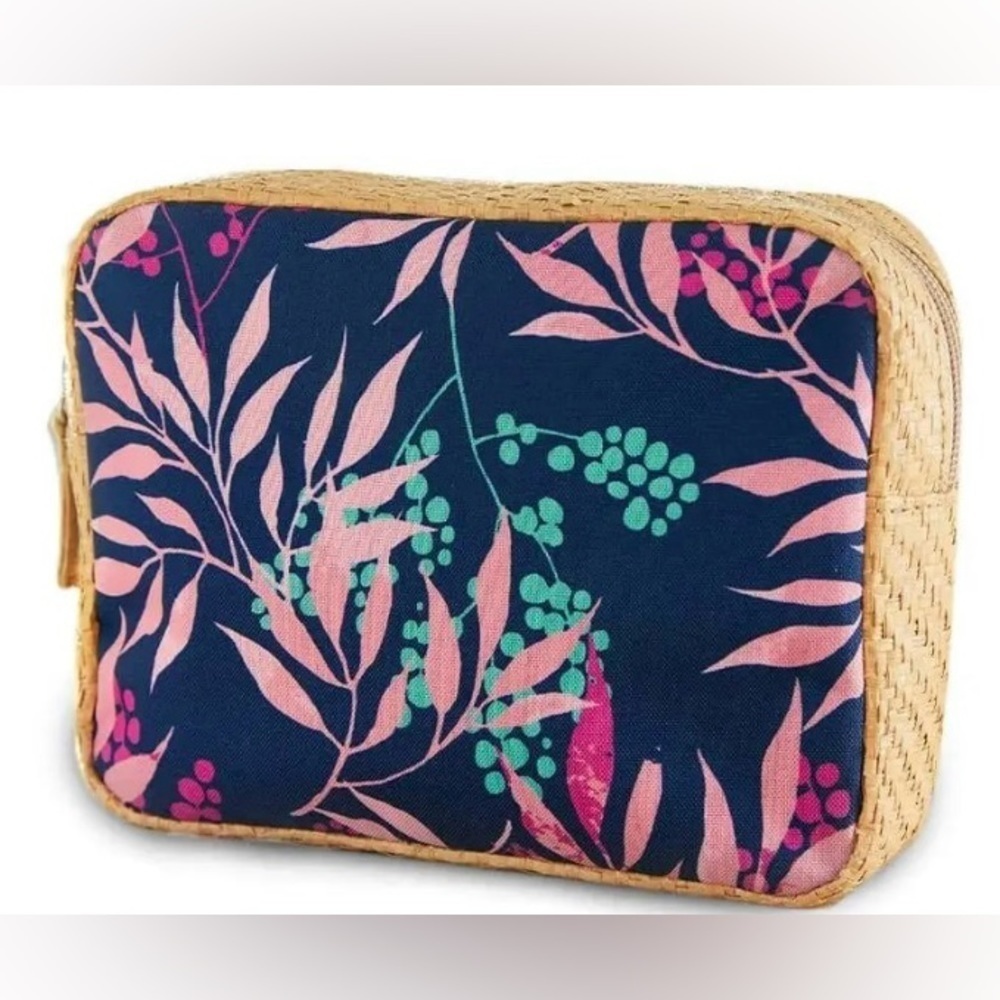 NWT Yves Rocher Tropical Straw Cosmetic Bag Pouch